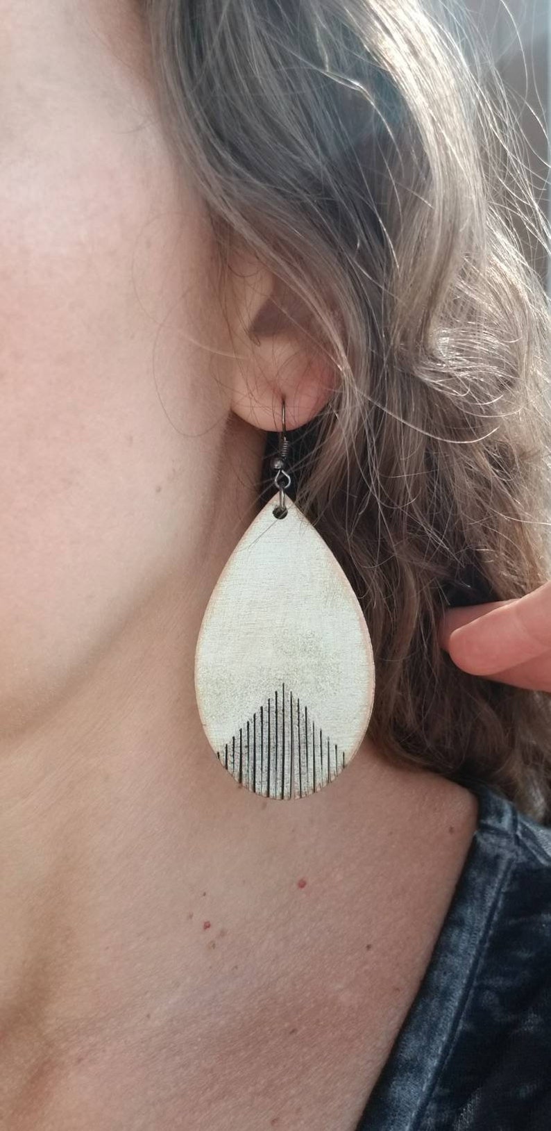 Western Dangle Earrings with Fringe - Unique Wood Earrings - Teardrop Earrings with Boho Vibes