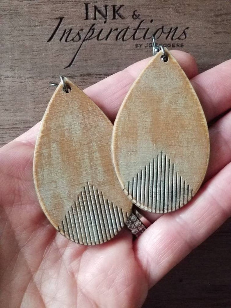 Western Dangle Earrings with Fringe - Unique Wood Earrings - Teardrop Earrings with Boho Vibes