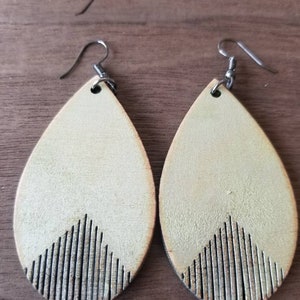 Western Dangle Earrings with Fringe - Unique Wood Earrings - Teardrop Earrings with Boho Vibes