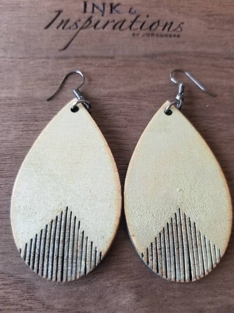 Western Dangle Earrings with Fringe - Unique Wood Earrings - Teardrop Earrings with Boho Vibes