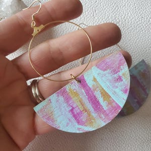 Colorful Boho Earrings: Hand Painted Wood Earrings, Unique Earrings for Women