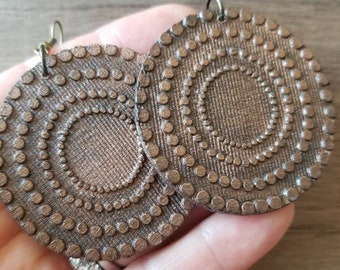 Copper Wood Mandala Earrings: Lightweight Boho Dangles