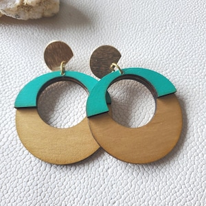 Colorful Hoop Earrings with Boho Vibe - Fun Wood Earrings -Handmade Jewelry