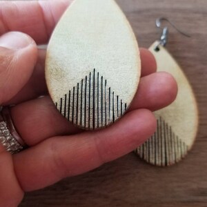 Western Dangle Earrings with Fringe - Unique Wood Earrings - Teardrop Earrings with Boho Vibes