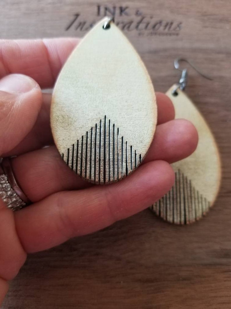 Western Dangle Earrings with Fringe - Unique Wood Earrings - Teardrop Earrings with Boho Vibes