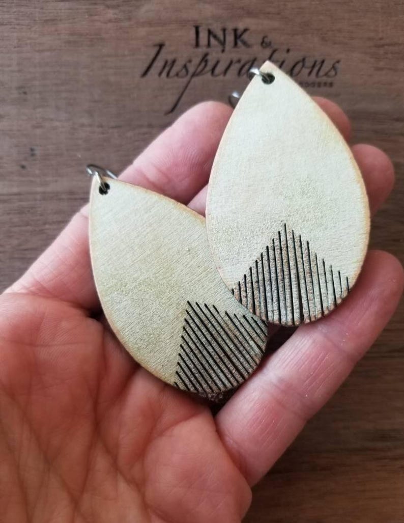 Western Dangle Earrings with Fringe - Unique Wood Earrings - Teardrop Earrings with Boho Vibes