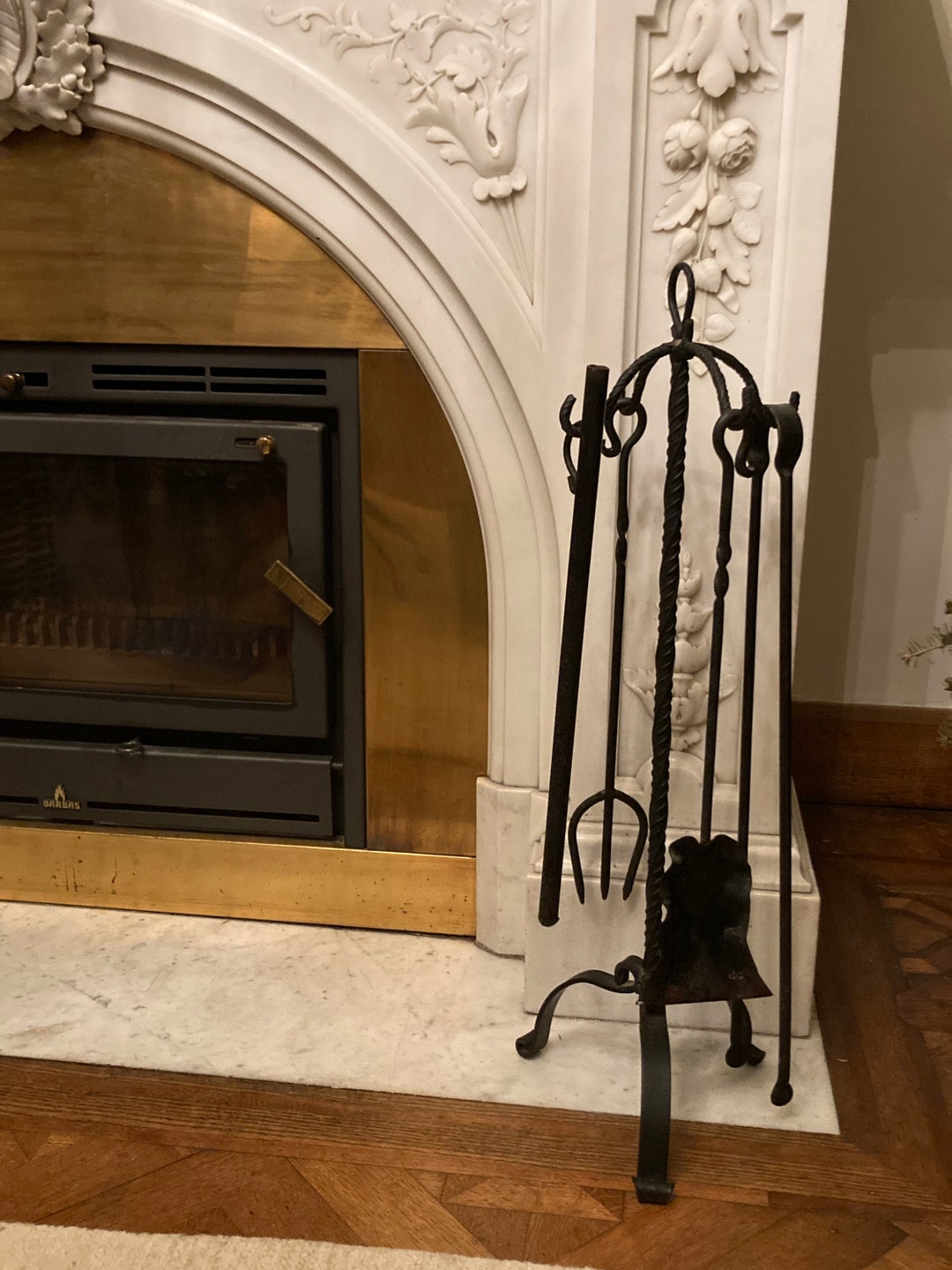 Classic French Wrought Iron Fireplace Set Etsy