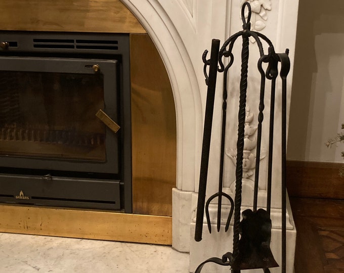 Classic French Wrought Iron fireplace set