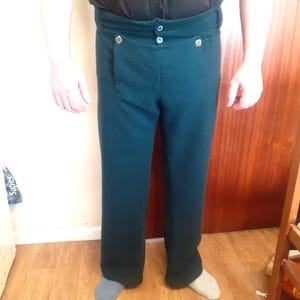 Fall front historical wool trousers