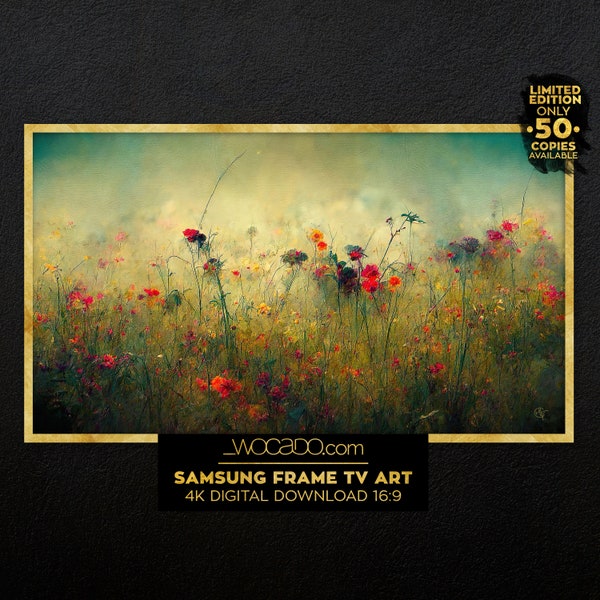 Samsung Rahmen TV Kunst | Wilde Blumen Landschaftsmalerei | Bauernhaus Gemälde | Floral TV Kunst | Frame TV 4k Art Digital Download