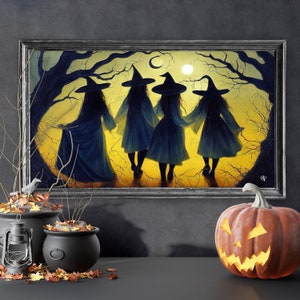 Décoration pour téléviseur Samsung avec cadre sorcières d&#39;Halloween | Art Witchy Vibes pour le cadre TV | Papier peint TV forêt fantasmagorique | Téléchargement numérique d&#39;un téléviseur à cadre 4K