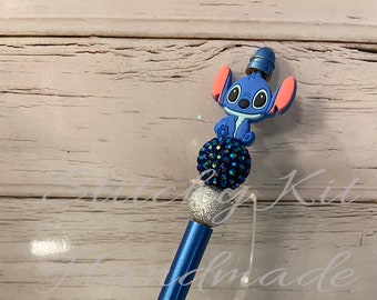 Metal Beaded Pen - Blue BEADED PEN, beaded ballpoint pen, gift pen.