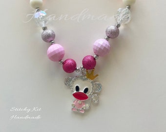 Chunky beads necklace, baby/toddler necklace, bubble gum beads necklace. 17" length with Plastic Breakaway Lobster Clasps