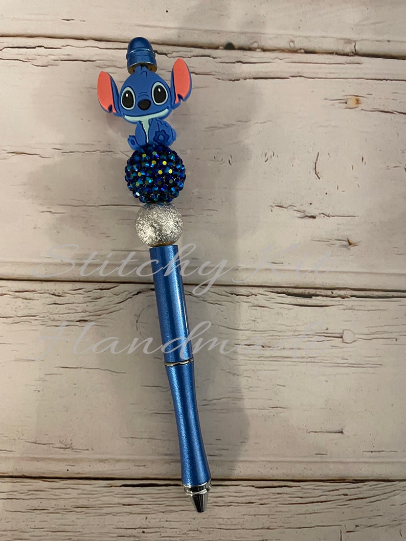 Stylo perlé en métal stylo perlé bleu, stylo à bille perlé, stylo cadeau. image 2