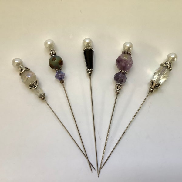 Vintage Bead  Cross Stitch Counting Pin/Stick Pin/Hat Pin/Pin Cushion Pins/Boutonnière