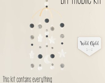 DIY Mobile, Moon and Stars Nursery, New Parents Gift