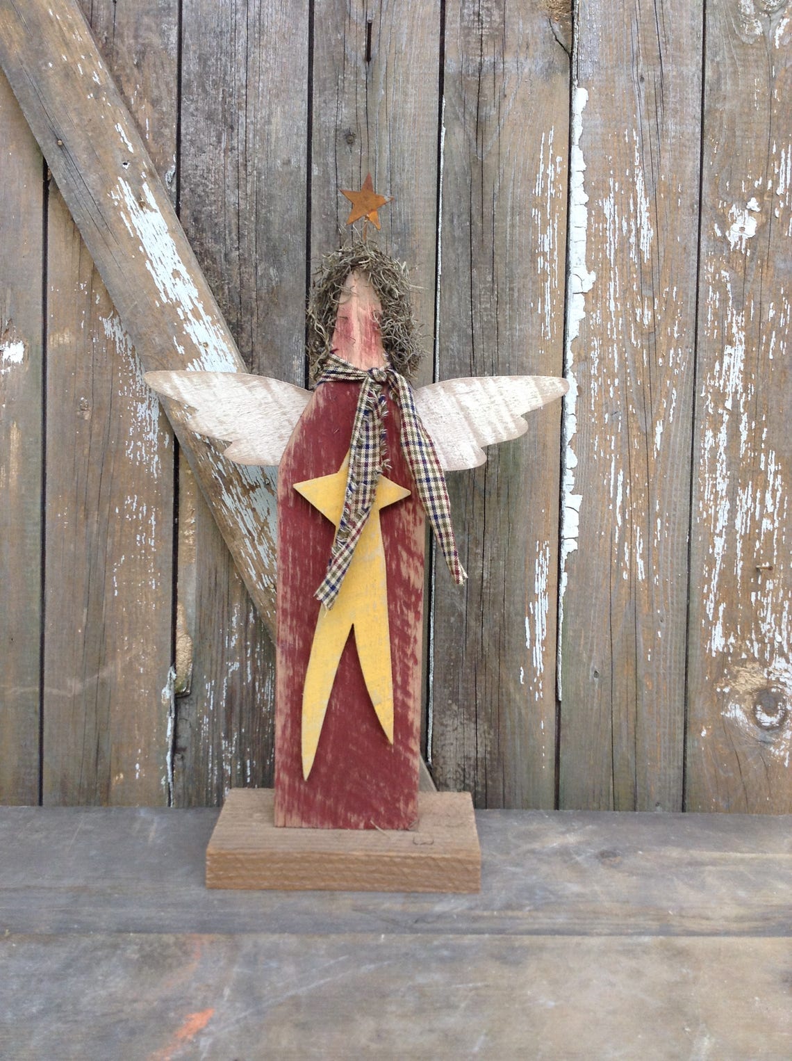 Primitive Angel Wood Angel Primitive Wood Decor Angel Etsy