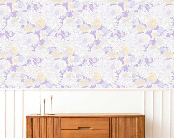 Daisy Print Wallpaper / Autumn Flower Wall Mural