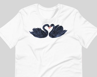 Camiseta Swan, Camiseta hermosa, Camiseta Swan, Camiseta De pájaro, Camiseta de pájaro, Cisnes de amor, Regalo para el amante, Camiseta de protectores del medio ambiente