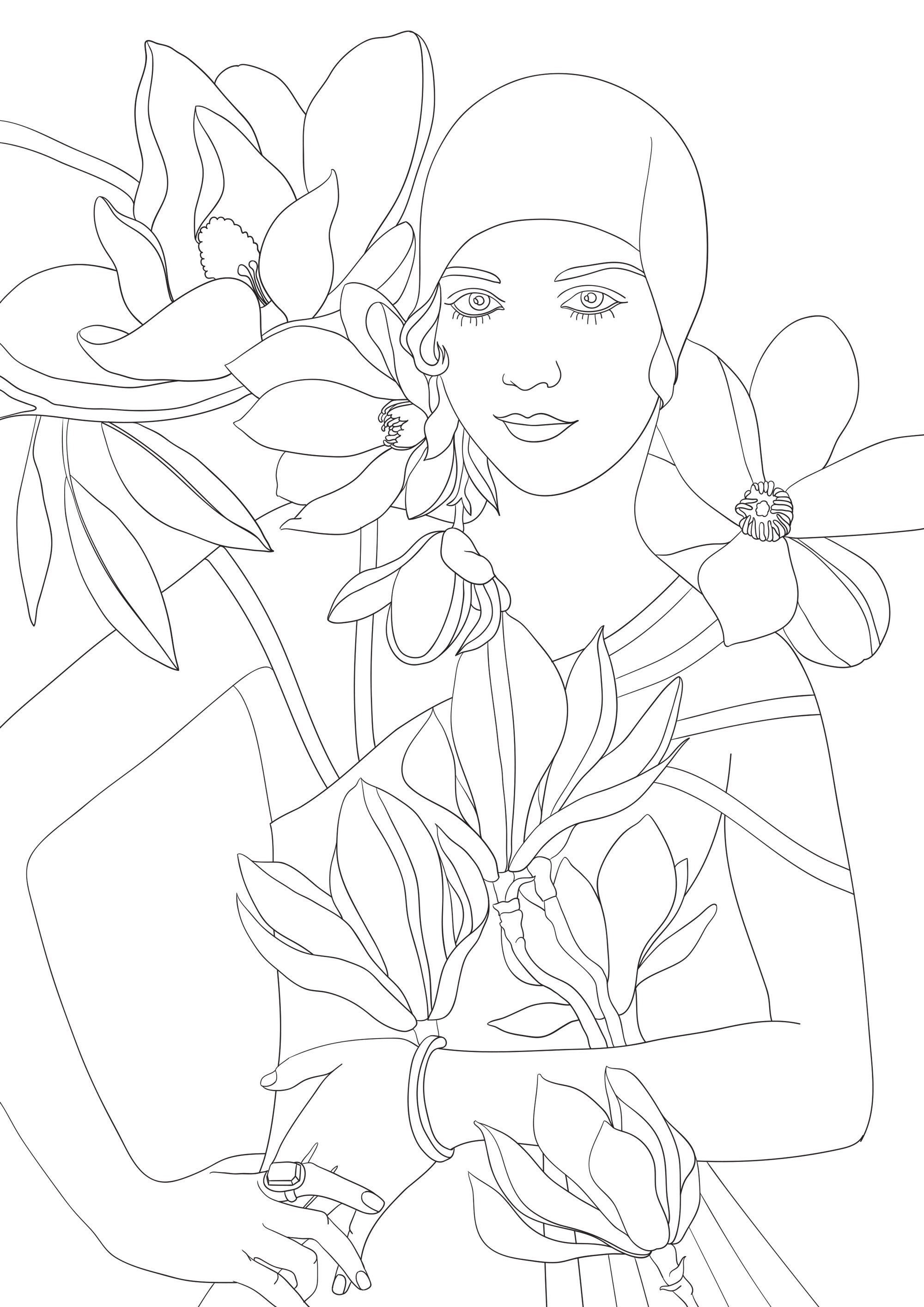 4 Printable Adult Coloring Pages PNG / A4 Flowers / Magnolia / - Etsy ...