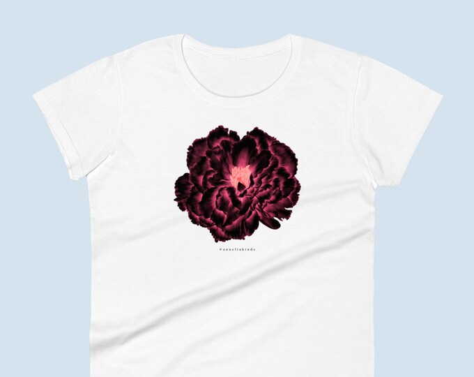 Fitted t-shirt with peony flower print