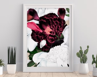 Dark Peony Art Print Classic Colours House Decoration