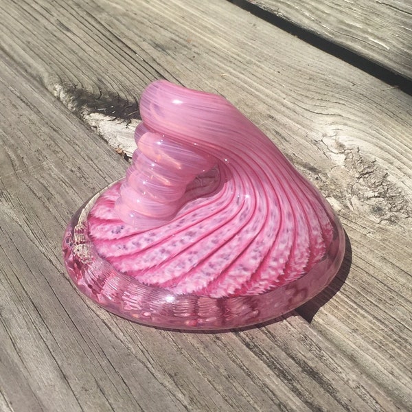 Reserved for Donna Vintage Pink Swirl Glass Paperweight