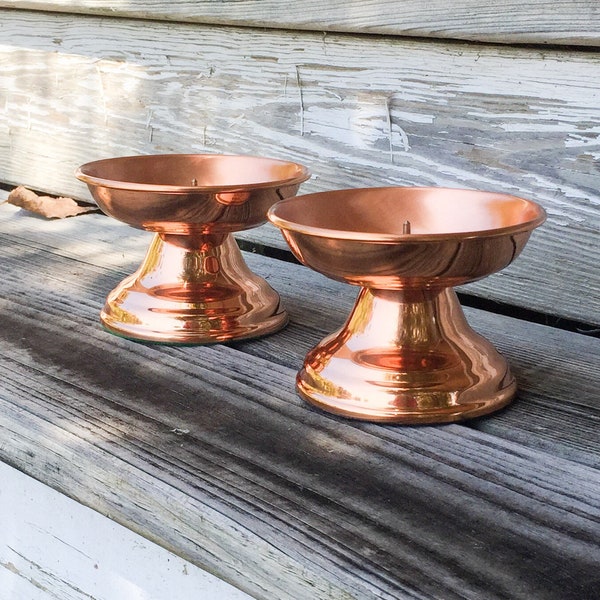 Vintage Copper Candle Holders Coppercraft Guild Mid Century Set of Two