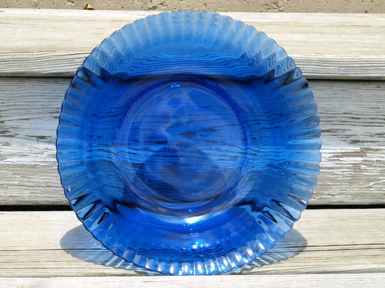 Vintage Cobalt Blue Glass Bowl Colorex Brazil Etsy
