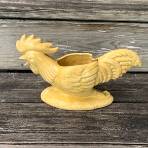 Vintage Yellow Rooster Planter Ceramic