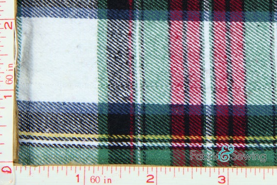 Green White Red Navy and Yellow Plaid Flannel Fabric Cotton | Etsy