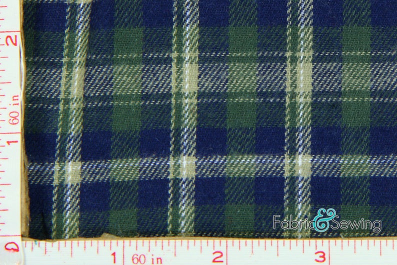 Light Yellow Navy Green and White Plaid Flannel Fabric | Etsy