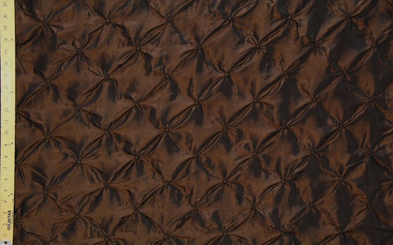 Dark Brown Button Pintuck Upholstery Fabric Polyester Light Weight 54 BOTTOM ELASTIC