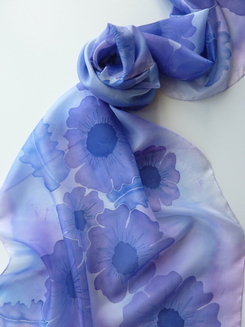 Hand painted silk scarf. Handpainted silk scarf. Purple Etsy