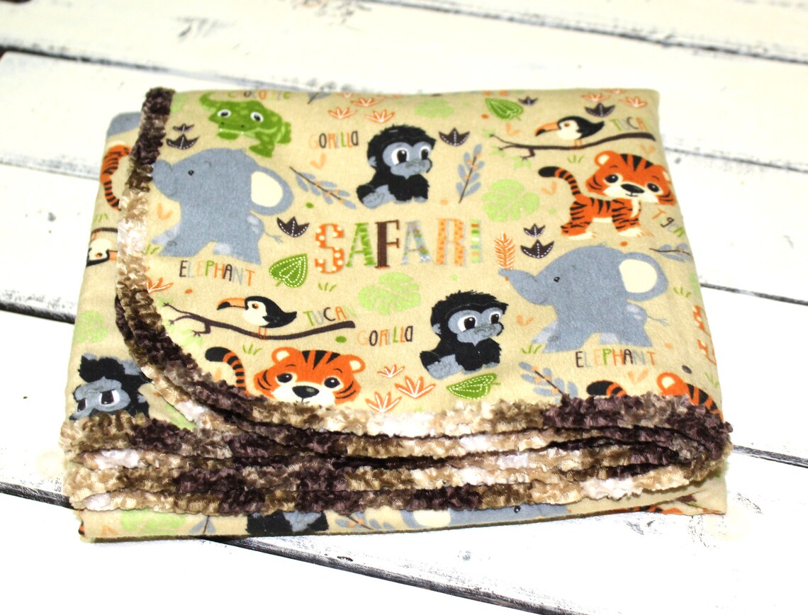 Jungle Safari Blanket Baby Blanket Reversible Blanket Etsy UK