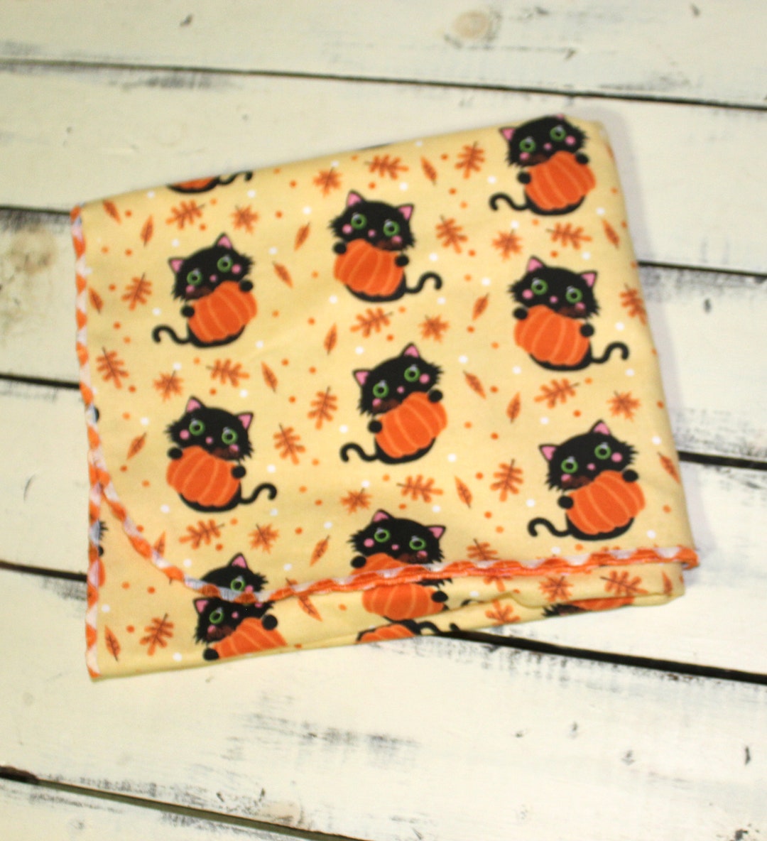 Halloween Baby Blanket Black Cat Blanket Halloween Flannel Etsy