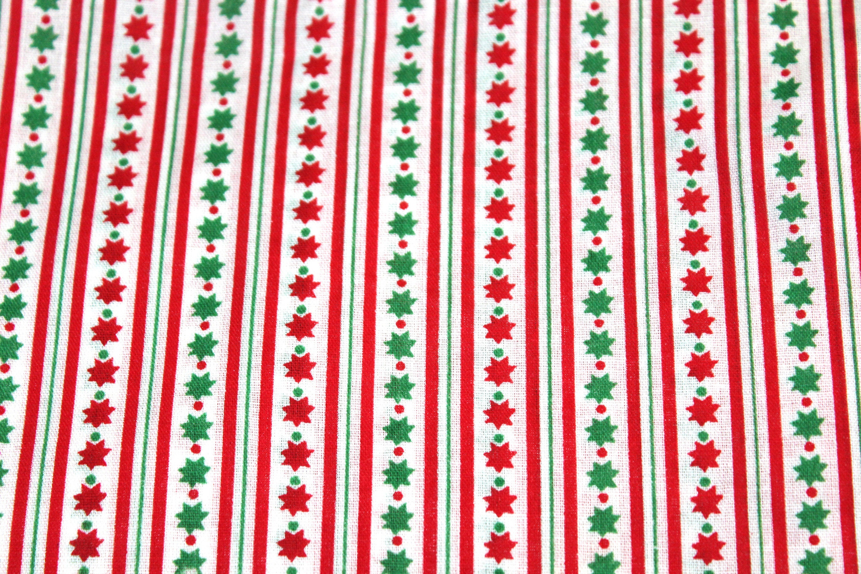 Christmas Fabric Poinsettias in Stripes Cotton Fabric - Etsy Israel