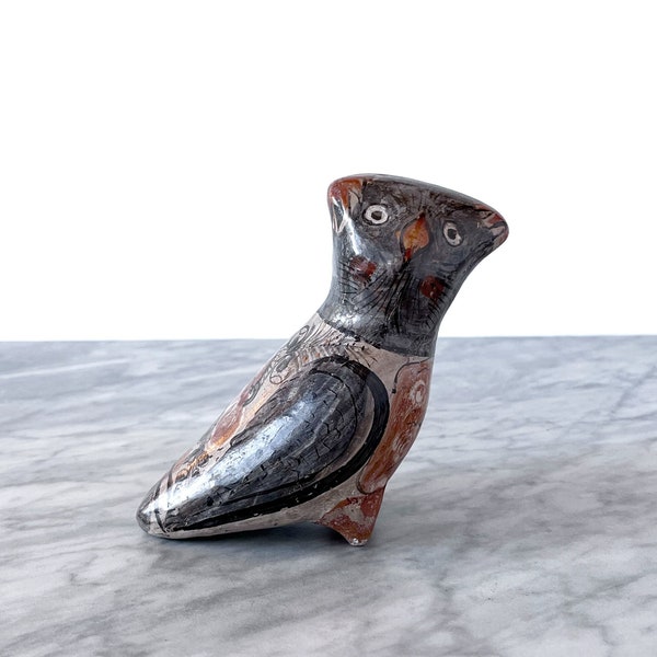 Handpainted Tonala Ceramic Owl - Mexican Folk Art Bird