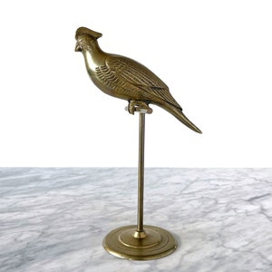 Vintage Brass Cockatiel on Perch - Mid Century MCM Boho Decor