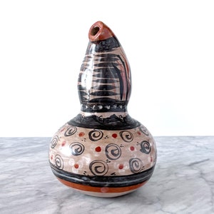 Vintage Tonala Water Jug with Geometric Design - Mexican Jalisco Folk Art Pottery