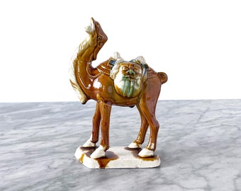Vintage Ceramic Camel with Saddle and Bags - Global Traditional Eclectic Boho Style