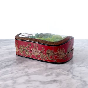 Vintage Chinese 6&quot; Porcelain Shard Jewelry Trinket Box - Global Folk Art Boho Style