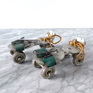 Vintage Metal Lace-Up Roller Skates - Antique Whimsical Sports Children's Eclectic Decor