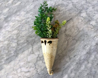 Unik vintage hängande keramisk kruka - Rustik Boho Studio Pottery
