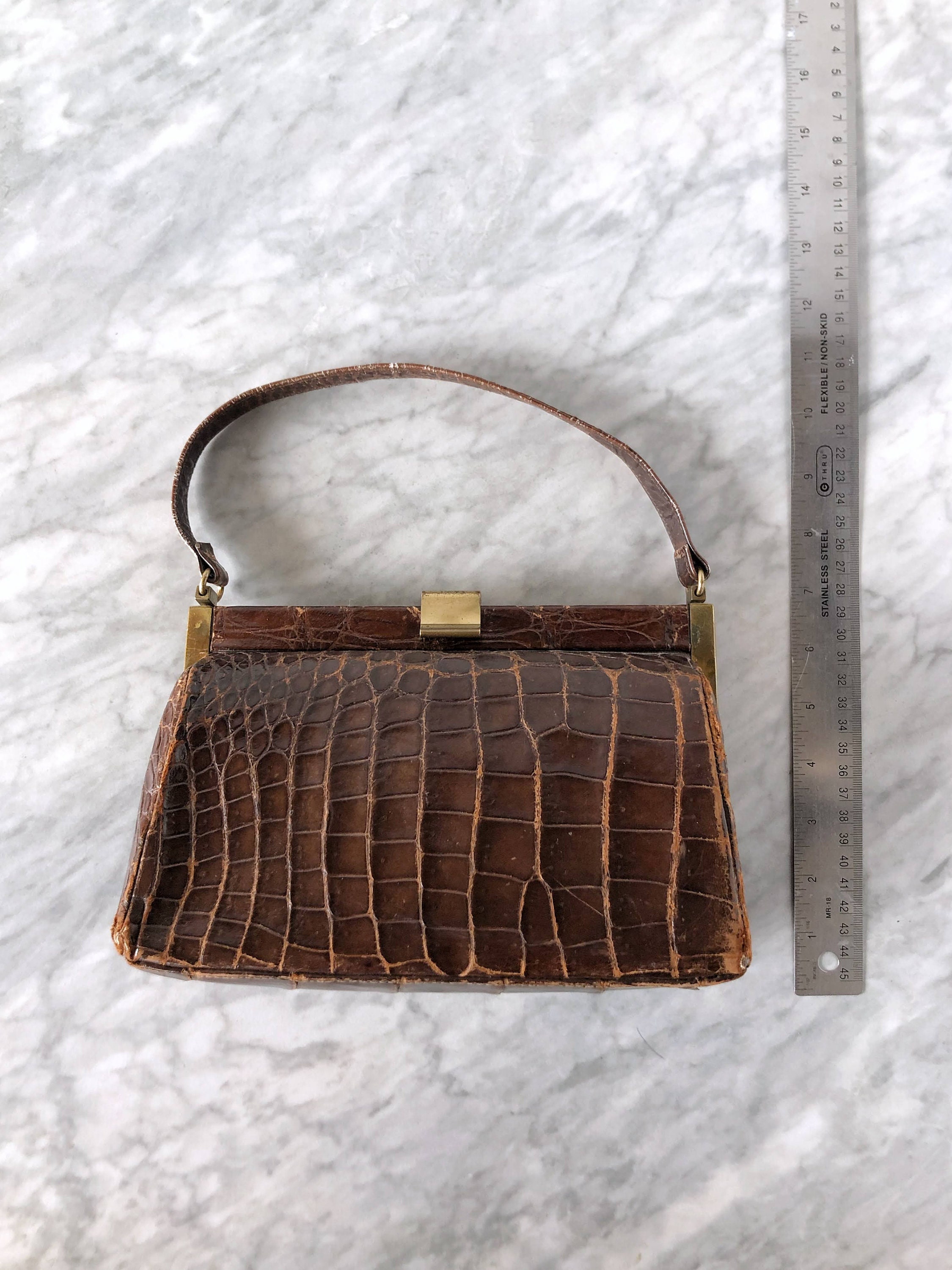 Bolso vintage de piel de cocodrilo de 1950 60 Etsy Espana