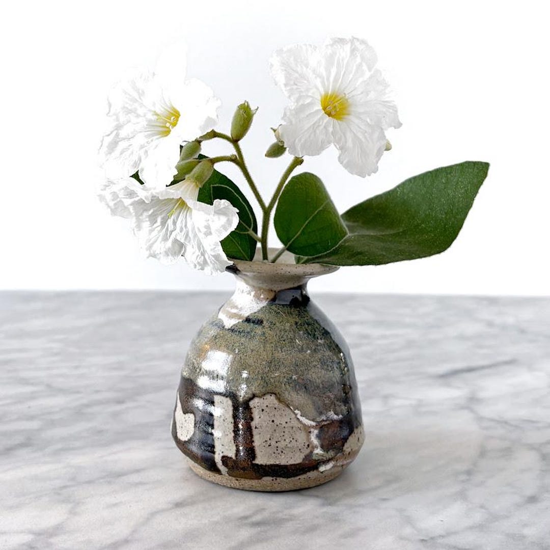 Vintage Studio Pottery Weed Pot Bud Vase - Boho Stoneware Earth Tone ...