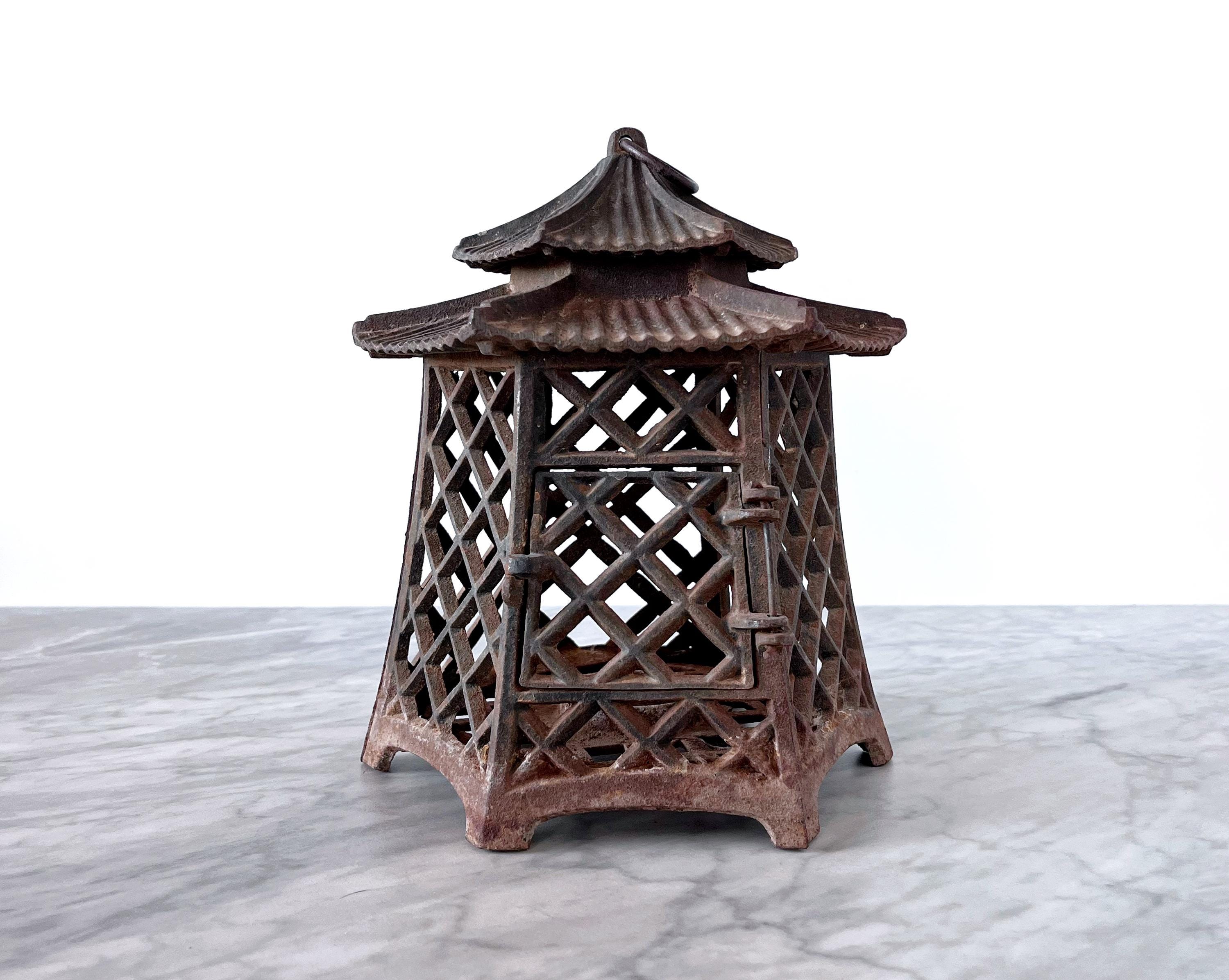 Vintage Cast Iron Double Pagoda Lantern - Asian Style Candle