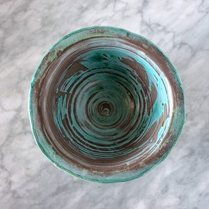 1950s Handmade Turquoise Ceramic Bowl - Vintage Mid Century Studio Pottery