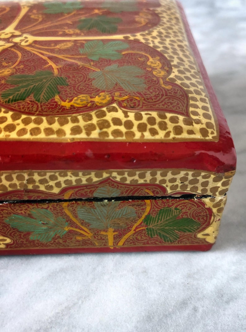 Vintage Hand Painted Kashmir Jewelry Trinket Box Indian - Etsy