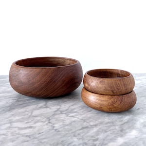 Set of 3 Mid Century Teak Salad or Snack Bowls